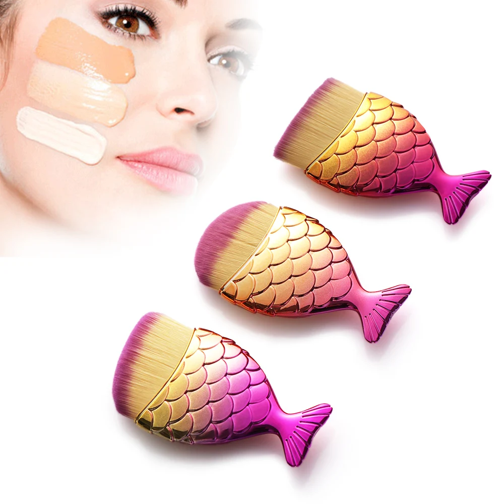 

Mermaid Fish Scale Glitter Makeup Powder Brush Face Contour Blush Brushes Cosmetic Single/sets Foundation Beauty Makeup Brushes