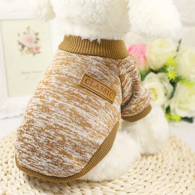 Pet Dog Clothes Sweater  For Small Medium Dog Jeans Chihuahua Pet Knit Coat dog Five Size  Cotton Chihuahua Grey XS-XXL PETASIA 4