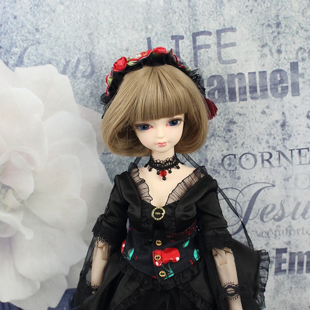 Forturn Days одежда для 1/4 BJD кукла шарнирное тело 45 см черное кружевное платье чулок с лентой для волос