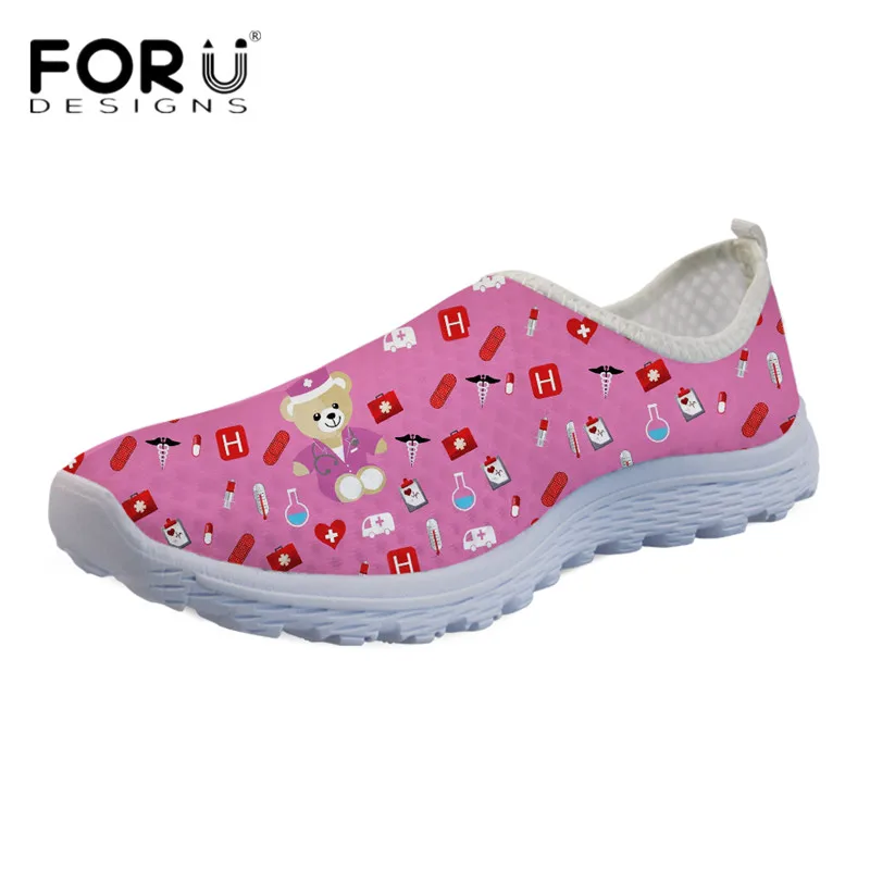 FORUDESIGNS/милые розовые женские туфли лодочки мультфильм медсестры медведь дизайн повседневное женские кроссовки удобные воды обувь для подростко