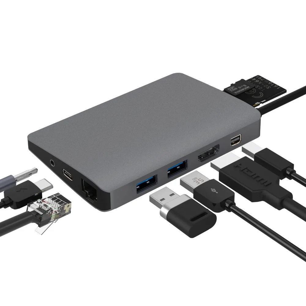  JCKEL 9 in 1 USB C Hub USB-C Multi function to 4K Video HDMI/Gigabit Ethernet Adapter Type C 3.1 Hu