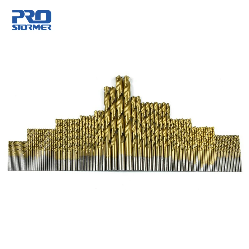 

PROSTORMER 1.5-10mm 99Pcs/Set High Steel Titanium Coated Twist Drill HSS Drills Bits Woodworking Wood Tool Cordless Screwdriver