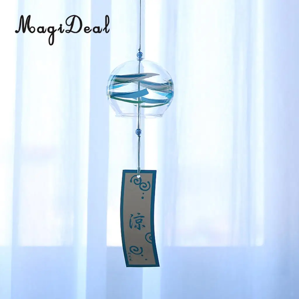 Японский стиль воды рябь дизайнерский прозрачный стеклянный колокольчики ручной работы ветроловка домашний сад подвесной Декор ремесла