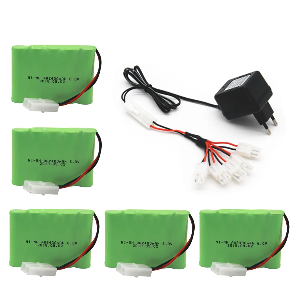 6 v 2400mah AA Ni-MH аккумулятор с зарядным устройством большой емкости электрический игрушечный аккумулятор дистанционный автомобиль корабль Робот перезаряжаемый 6 v Tamiya - Цвет: 5PCS EU