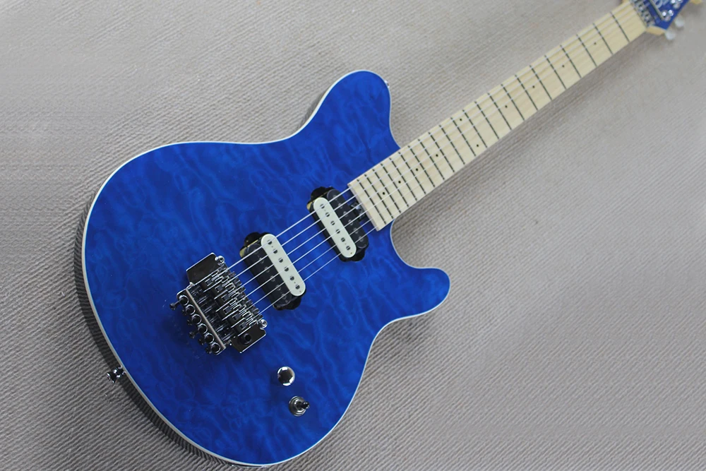 

Blue Electric Guitar with HH Pickups,Tremolo,Clouds Maple Veneer,Binding Body,Chrome Hardwares,offering customized services