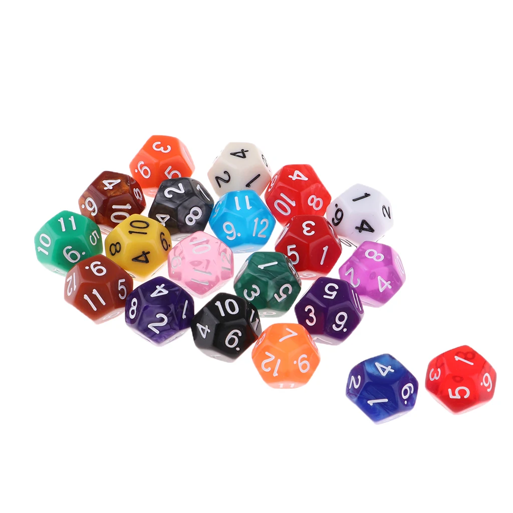20 Pieces Polyhedral Dice Set for Table Game Kids Math Practice Holiday Party 8/10/12/20 Sided Colorful Dices