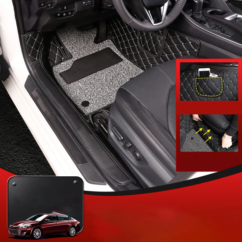 

car mat surrounded by the silk ring leather double-layer anti-dirty wear-resistant modification For Toyota Avalon 2019 2020