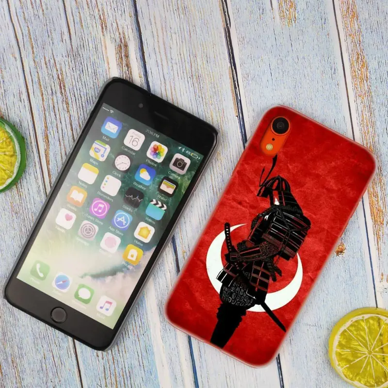 Жесткий прозрачный чехол для телефона с турецким флагом и солдатиком iPhone X XS Max XR 8
