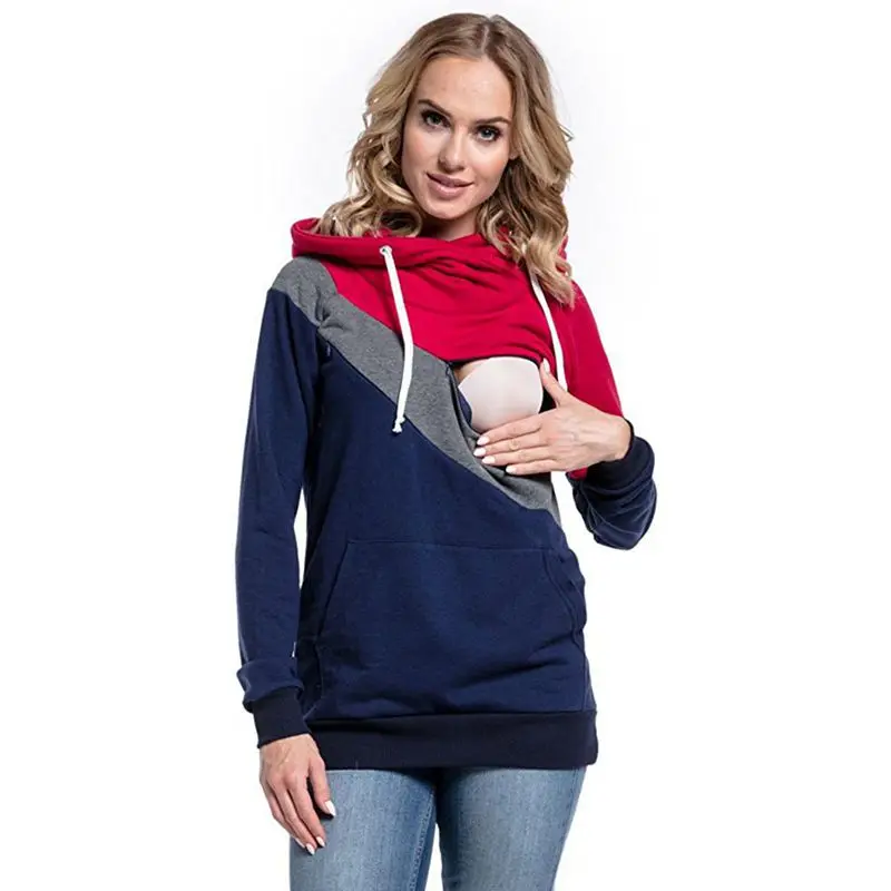 Ropa de maternidad a la moda multifunción madre lactancia sudaderas con capucha camiseta costura lactancia embarazo ropa de mujer