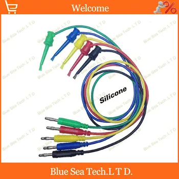 

5pcs 1M five color multimeter pen extension test hook clip with 4mm banana plug 16 AWG 30VDC-60VAC /Max.15A Free Shipping