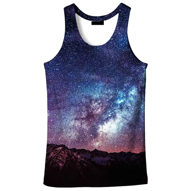 

Cloudstyle Casual Harajuku Mens 3D Tank Tops Summer Billion Stars Space 3D Print Vest Slim Vacation Cool Singlet Plus Size 5XL