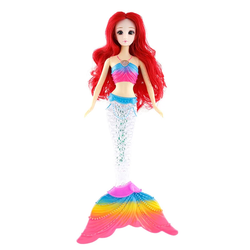 

36cm Movable Jointed Dolls with Music Led Light Mermaid Tail 3D Eyes Female Princess Mermaid Girl Doll Toys for Girls Gift
