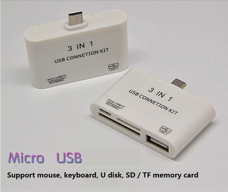 3 в 1 USB OTG картридер Флешка высокоскоростной USB2.0 универсальный картридер OTG TF/SD/MMC Card Reader телефон удлинитель-переходник