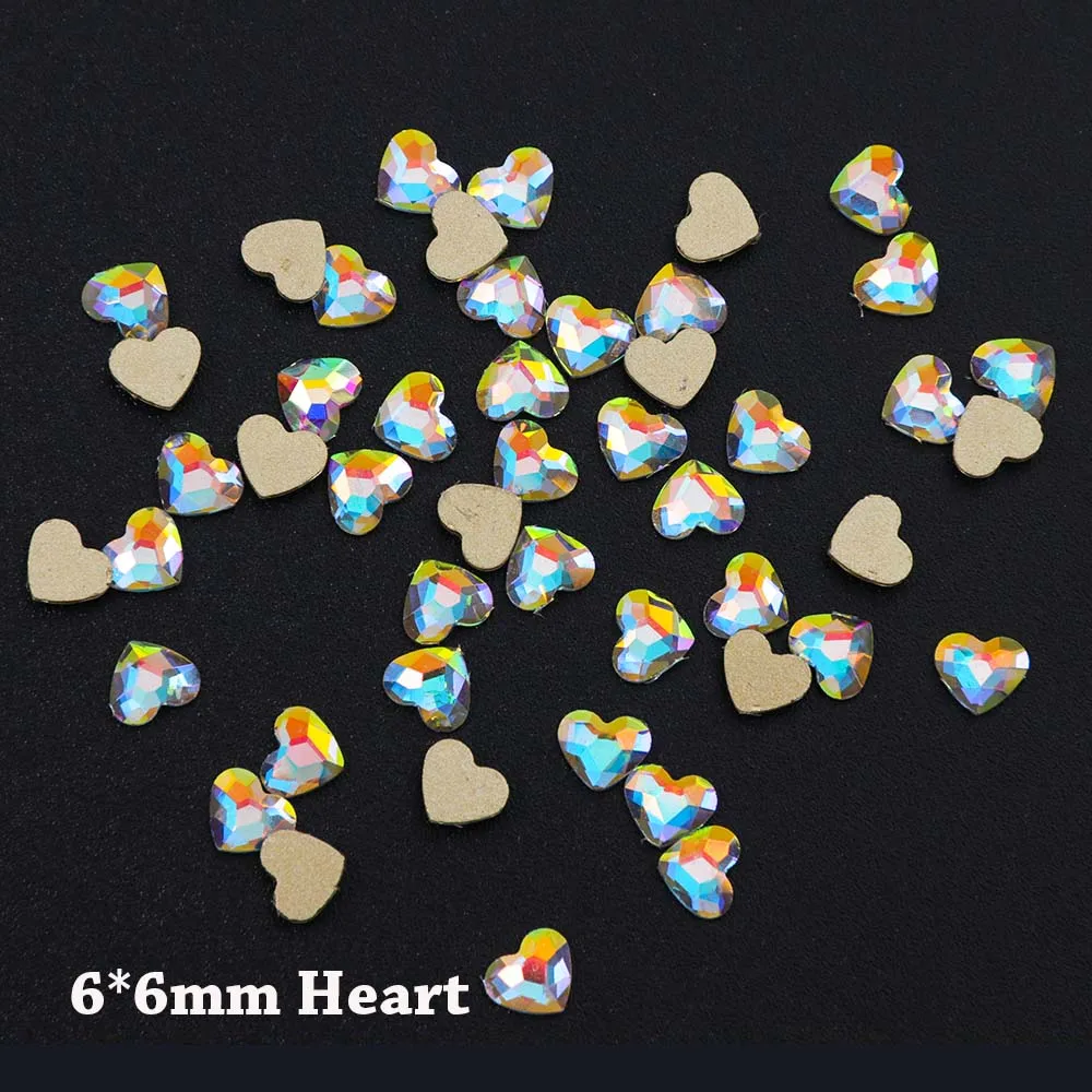 10 шт. 12 вариантов дизайна AB драгоценный камень очаровательный шикарный набор для украшения ногтей звезда блестящие украшения горный хрусталь 3D маникюрные украшения LA093 - Цвет: 6x6mm Heart
