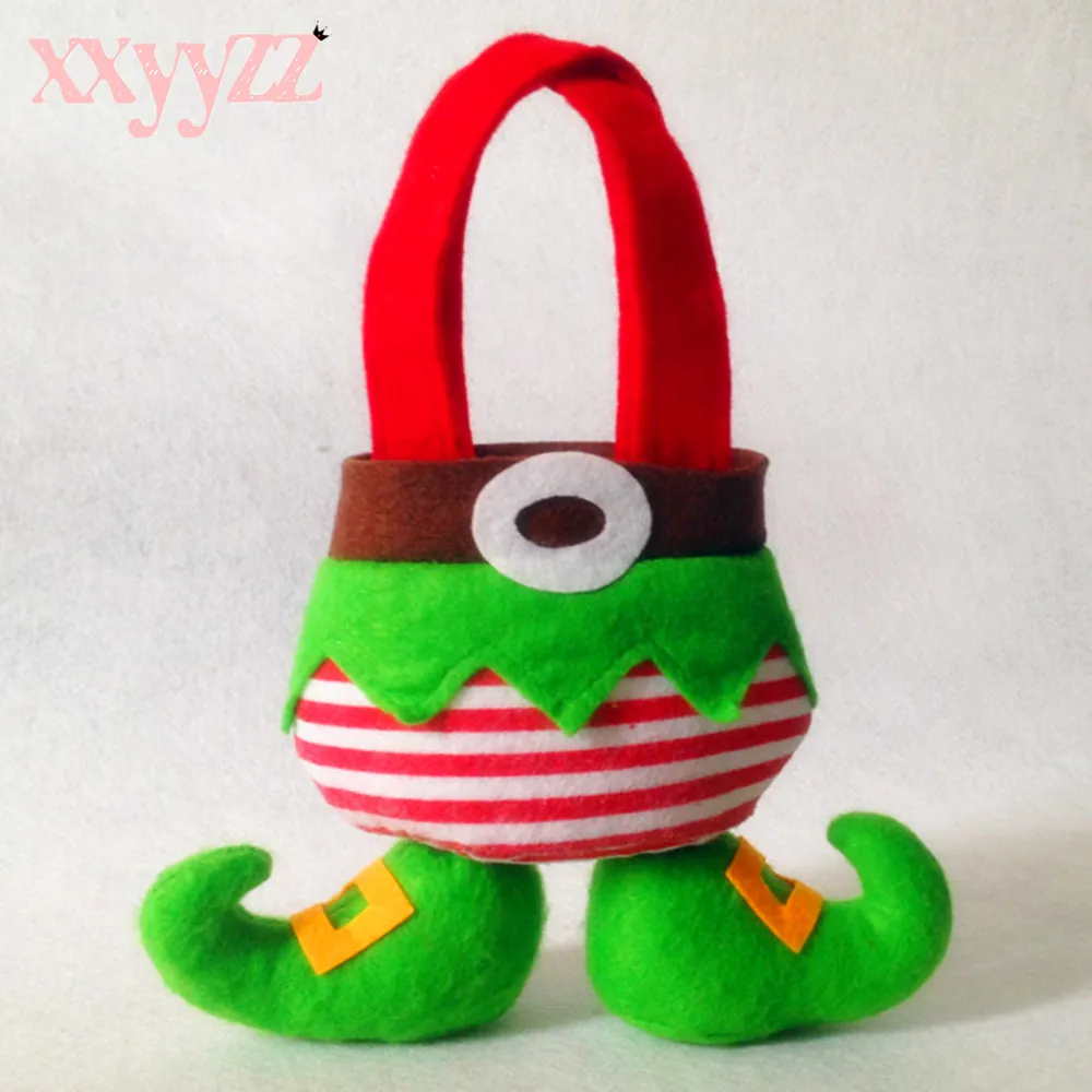 

XXYYZZ Cute Christmas Candy Bag Box Gift Holders Non-woven Fabric Cartoon Santa Claus Elk Handbag Child Kids Hanging Gift Bag