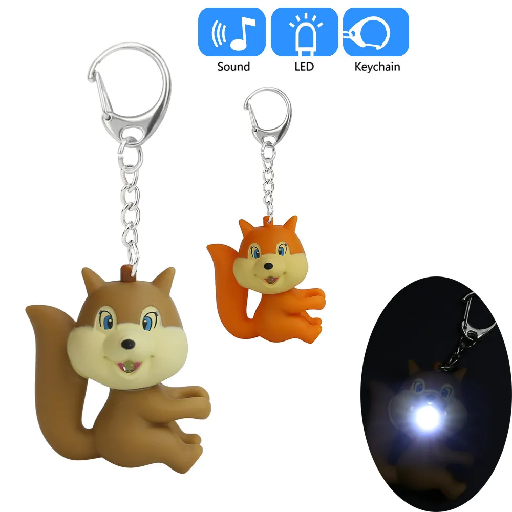 New mini flashlight toy keychain LED light portable cute squirrel lamp