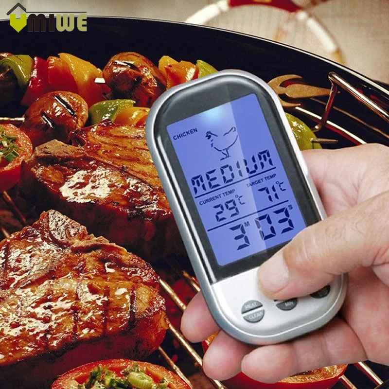 

Digital BBQ Thermometer Remote Control Long Range Kitchen Cooking Food Meat Thermometer With Probe and Timer Temperature Alarm