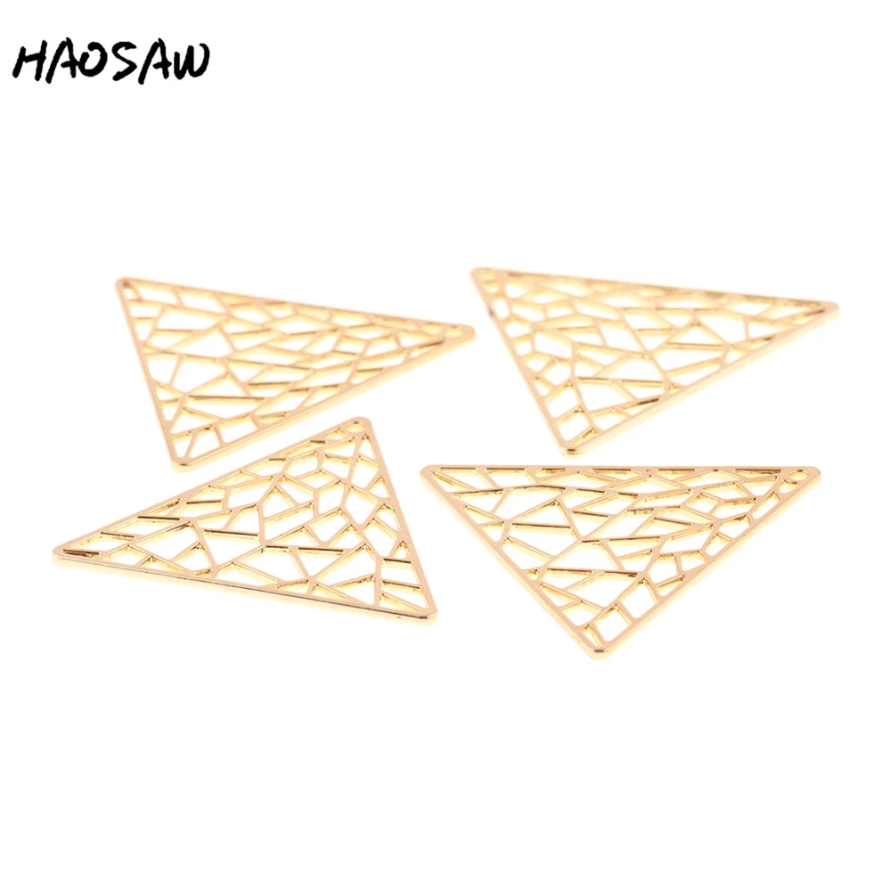 HAOSAW 39*34MM 6Pcs/Lot Hollow Out Triangle Charm Earring Accessories Parts/Geometric Jewelry Findings/Earrings Accessories HAOSAW 39*34MM 6Pcs/Lot Hollow Out Triangle Charm Earring Accessories Parts/Geometric Jewelry Findings/Earrings Accessories
