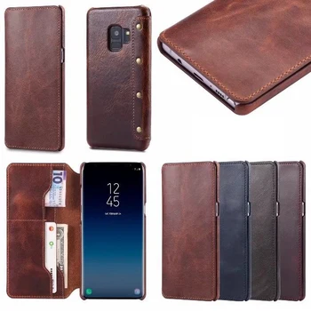 

Luxury Series Folio Flip Cover Genuine Leather Case Card Slot with Magnetic Closure and Stand for Samsung Galaxy S9/S9 plus