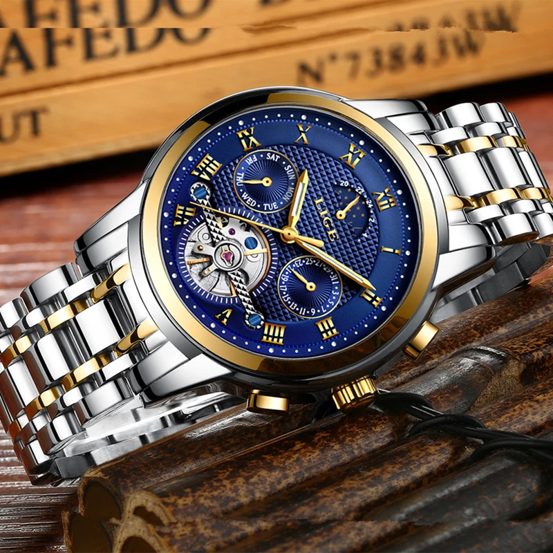 New 2018 LIGE Brand Watch Men Top Luxury Automatic Mechanical Watch Men Stainless Steel Clock Business Watches Relogio Masculino