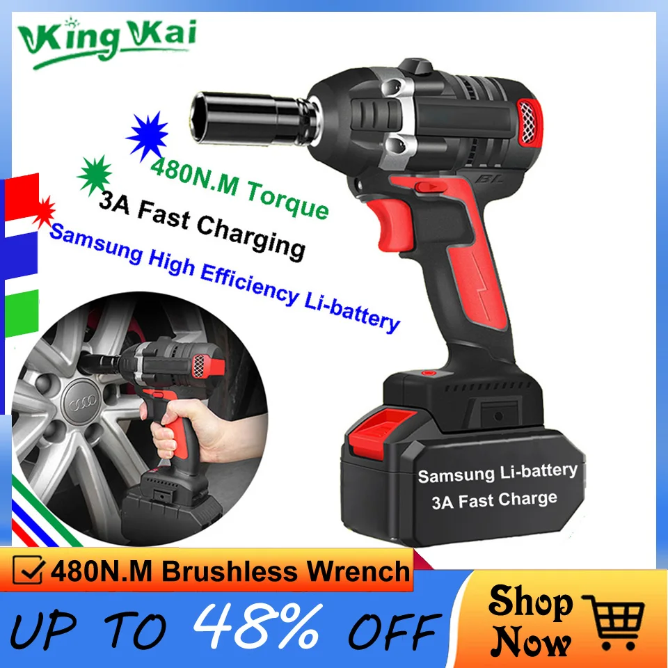 

N 480NM Brushless Long Duration Cordless 1/2" Hilti Electric Kress Bort Power Tools Samsung Battery Electric Impact Drill Wrench