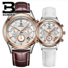 2017 Binger Brand Quartz Watch lovers Watches Women Men Dress Watches Leather Dress Wristwatches Fashion Casual Watches gold