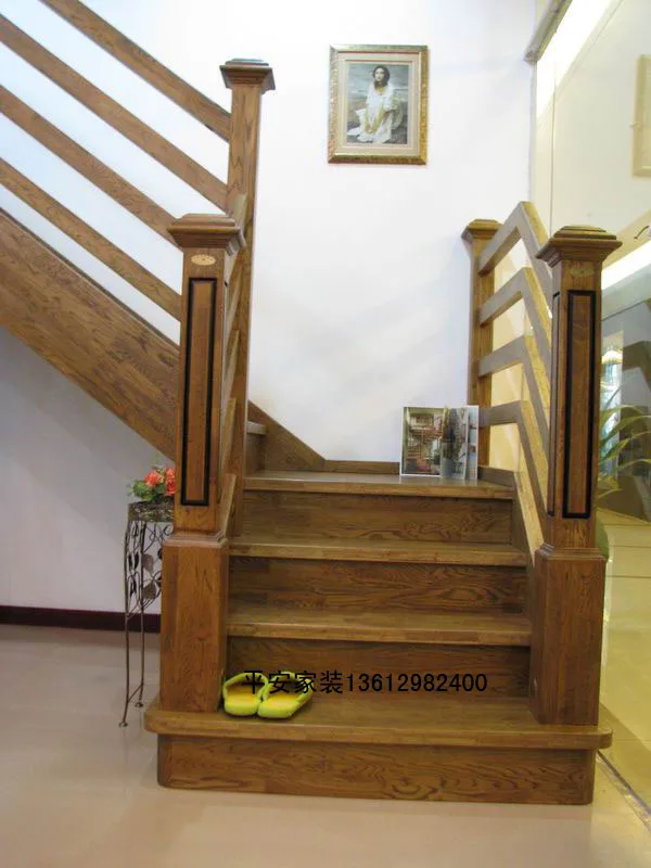 All Solid Wood Staircase Handrail Pedal Antique Wrought Iron