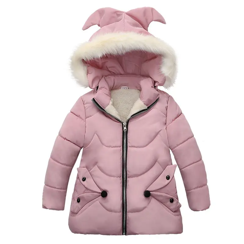 Г. Осенне-зимняя детская куртка; Верхняя одежда для девочек; пальто; куртки для маленьких девочек; Модное теплое пальто с капюшоном; одежда для детей - Цвет: Pink