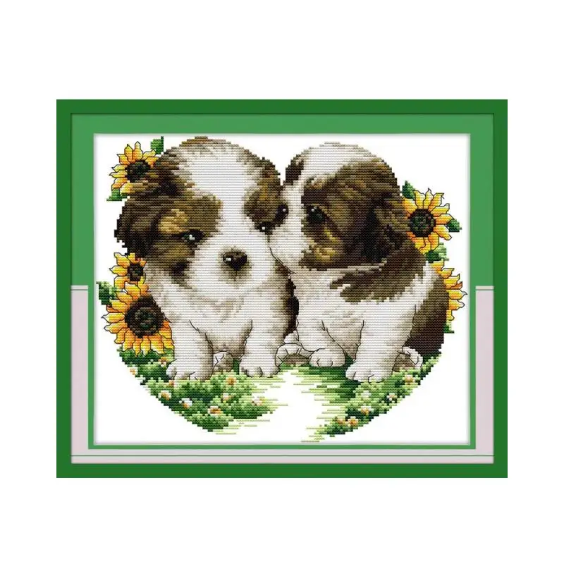 Dog handmade DIY embroidery cross stitch printing embroidered cloth dog animal pattern DMC embroidery thread hanging painting cross stitch kit cross stitch tools