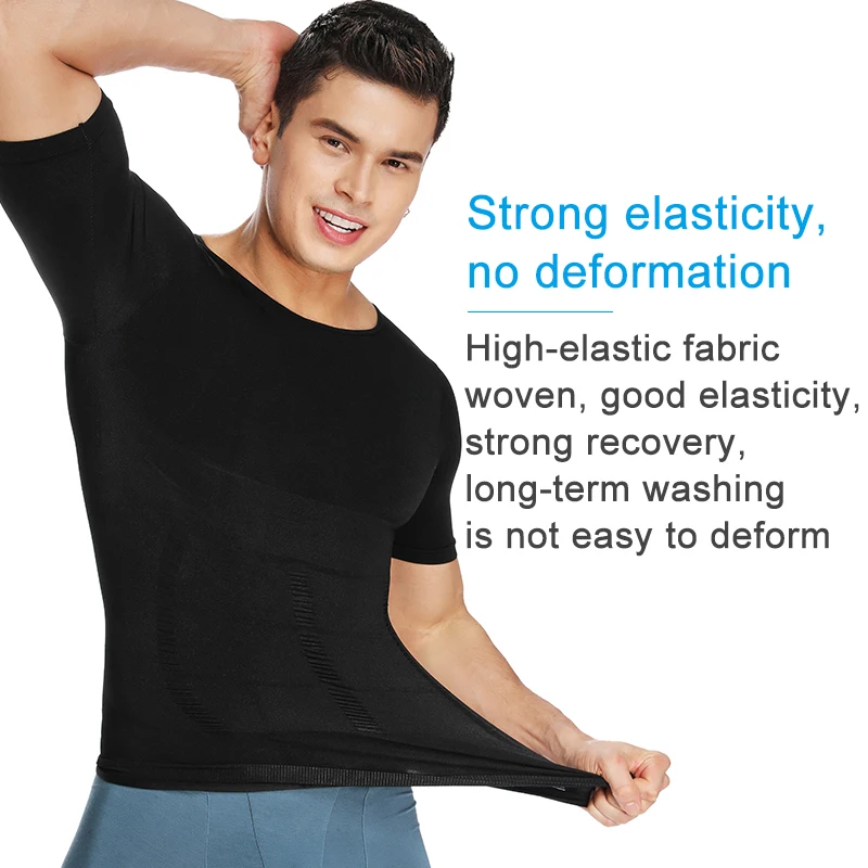 VASLANDA сауна пот облегающая футболка Для мужчин коррекция фигуры, тренировка для талии Мужская моделирующая одежда утягивающий корсет