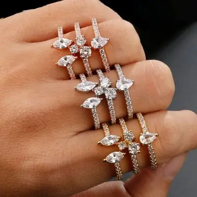 HIBRIDE Luxury Cubic Zircon Women Bangle Ring Sets Water Drop Crystal Cuff Bracelets Bangle Parure Bijoux Femme N-640 - Image 4