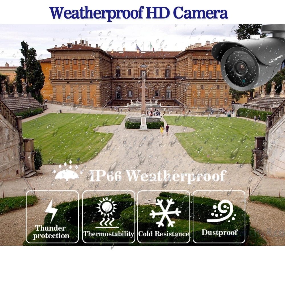  Sistema de Seguridad HCVAHDN AHD DVR NVR Kit de 4 canales sistema de seguridad 4CH con domo de bala