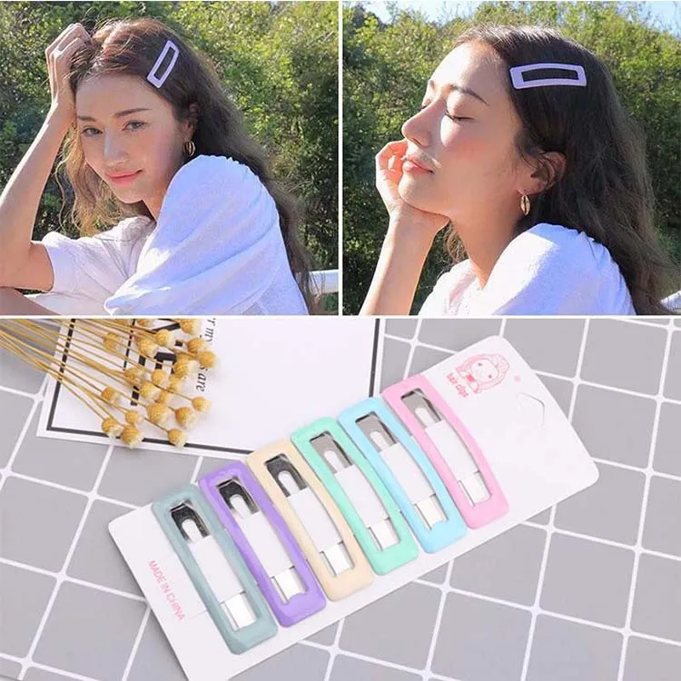 

Drop Oil BB Clip Korea New Geometric Style Candy Color blue pink purple 6 Pieces A Lot Hairpins for Women