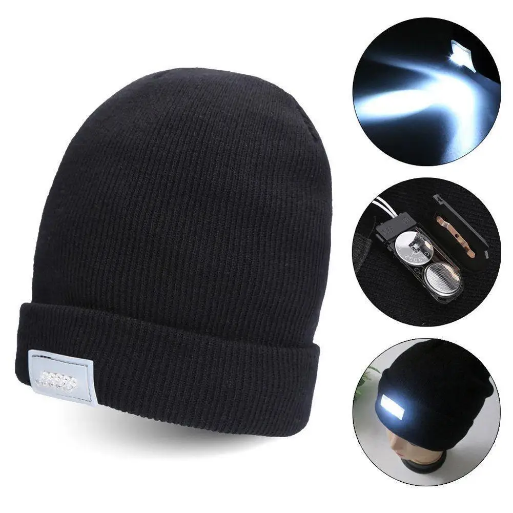 5 LED Light Hat Warm Winter Beanies Gorro Club Party Black Unisex