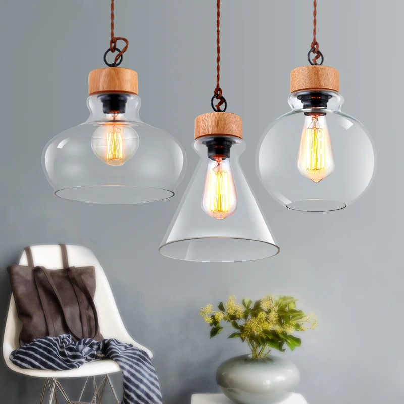 Nordic loft glass pendant modern minimalist creative personality retro bar glass lamp Nordic loft glass pendant modern minimalist creative personality retro bar glass lamp