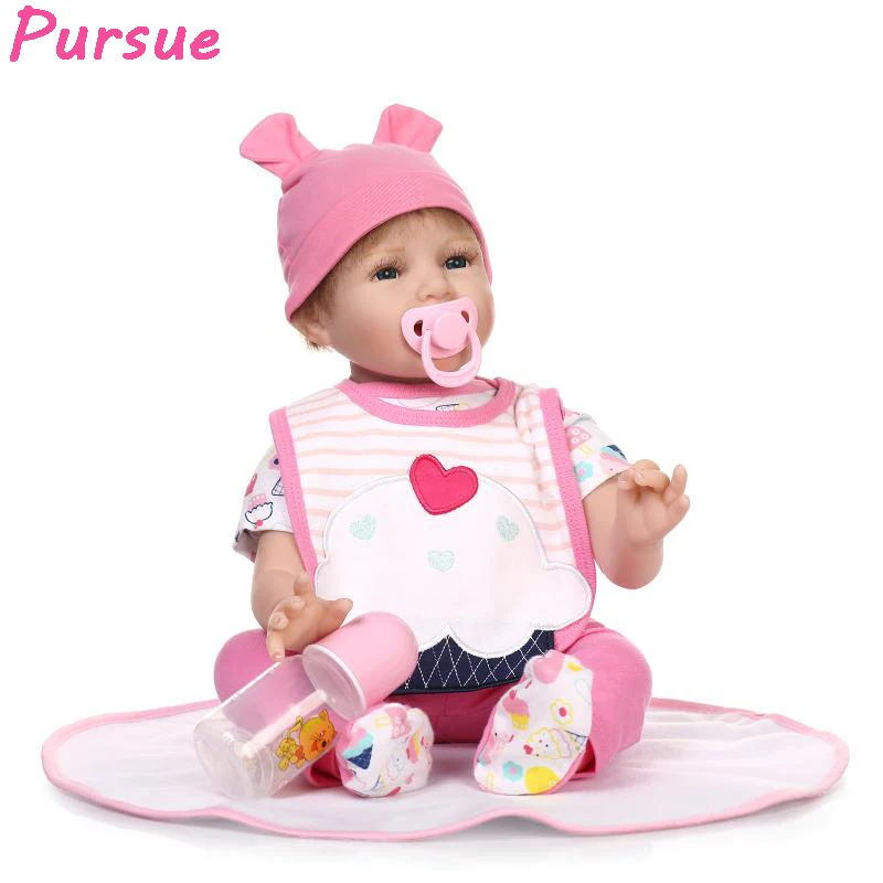 

Pursue Bebes Reborn 55 cm American Girl Doll Silicone Reborn Babies Dolls for Girls Boys Mini Baby Doll boneca reborn silicone