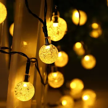 

Nosii 30 LED Solar Warm Light Bubble Beads Bulb String Night Lamp for Festival Trees Garden Outdoor Hanging Decor