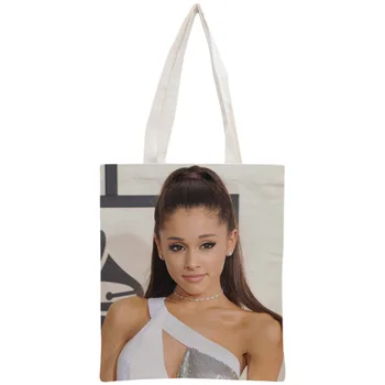 

Custom Ariana Grande Tote Bag Reusable Handbag Women Shoulder Pouch Foldable Canvas Shopping Bags 30x35cm Two Sides