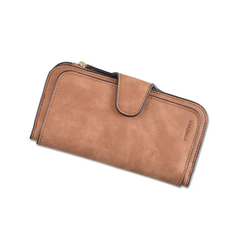 Brown Long Новинка, модные женские кошельки из нубука на шнурке, кошельки на молнии, женские короткие дизайнерские кошельки, много цветов, клатч - Цвет: Brown Long
