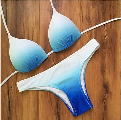 Хит, Женский мягкий пуш-ап сексуальный комплект бикини, синий купальник, купальный костюм, купальник с низкой талией, женская пляжная одежда - Цвет: Синий