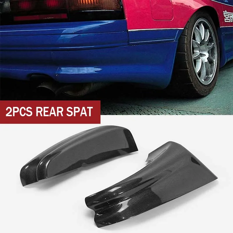 

For RX-7 FC3S RE Style 2pcs Car Rear Bumper Spat Splash Guard Carbon Fiber Rear Spat Extend Valance Lip Protecter Cover