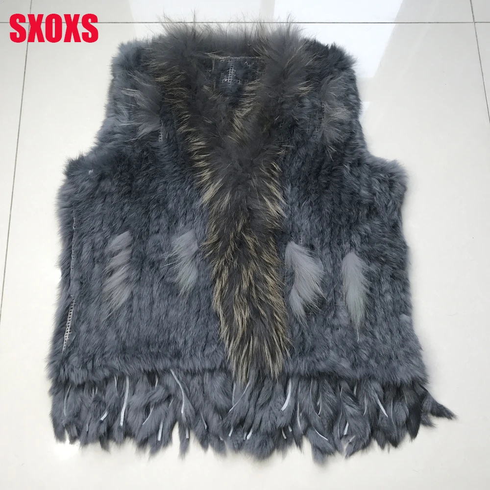 

2019 New Free Shipping Ladies Natural Leather Rabbit Vest / Diy Knit Rabbit Winter Warm Jacket Jacket