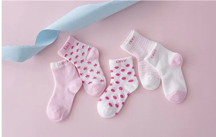 Ideacherry/хлопковые носки для малышей 10 шт./партия = 5 пар, носки-тапочки для новорожденных короткие носки для мальчиков и девочек Нескользящие носки в полоску и горох для малышей