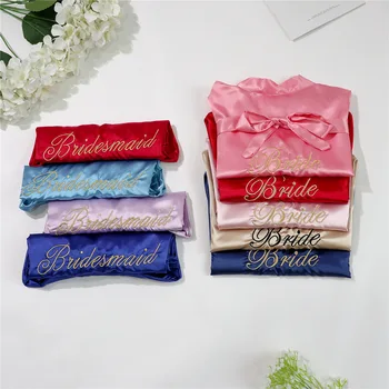 

Bride robe custom female wedding bridesmaid robe wedding pajamas simulation silk robe wedding robes for bridesmaids and bride