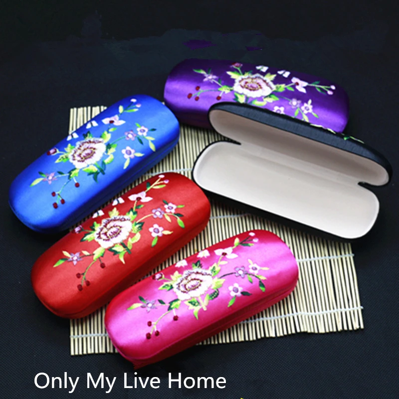 

Embroidery Peony Flower Chinese Jewelry Box for Glasses Case Women Fabric Storage Box Party Favor