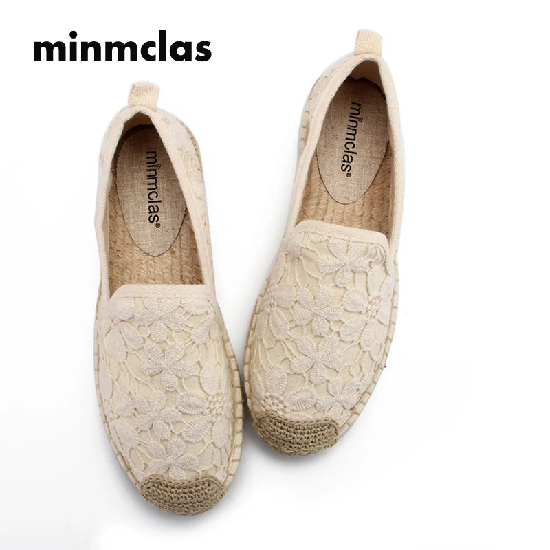 

2019 New Fashion Lace Flower Animal Comfortable Blue Stripe Womens Casual Espadrilles Shoes Breathable Flax Hemp Canvas