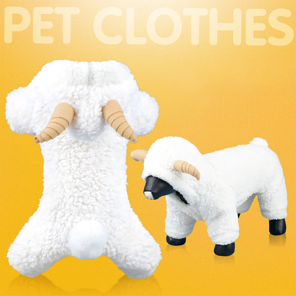 Модный костюм для домашних животных Одежда для маленькой собаки пальто Белая овца худи для щенка чихуахуа одежда с 2 рогами зимой теплая одежда xs-xl