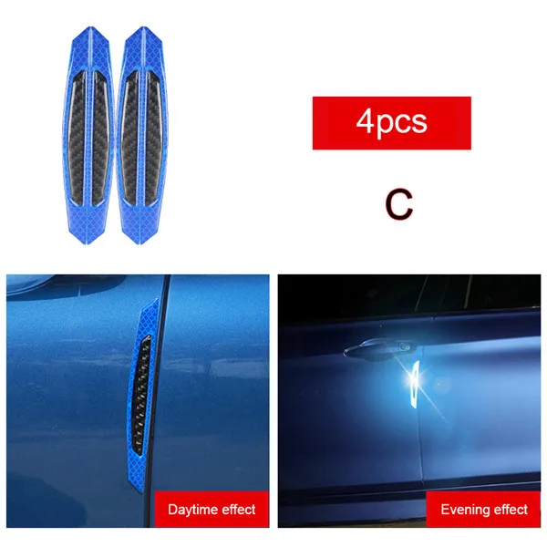 Углеродное волокно для стайлинга автомобилей, Автомобильный Дверной протектор, обод бампер, Защитная пленка для автомобиля, автомобильная наклейка - Цвет: 4pcs