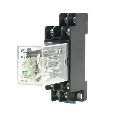 

DC 12V Coil 8 Pin 35mm DIN Rail Electromagnetic Relay Power Relay MY2NJ w Socket