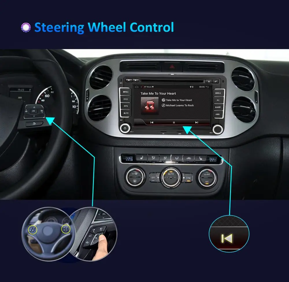 Cheap Quad core 2 Din Android 8.1 Car DVD radio GPS Navigation For Volkswagen GOLF 4 5 6 POLO PASSAT TIGUAN Wifi+Bluetooth+Radio+GPS 4